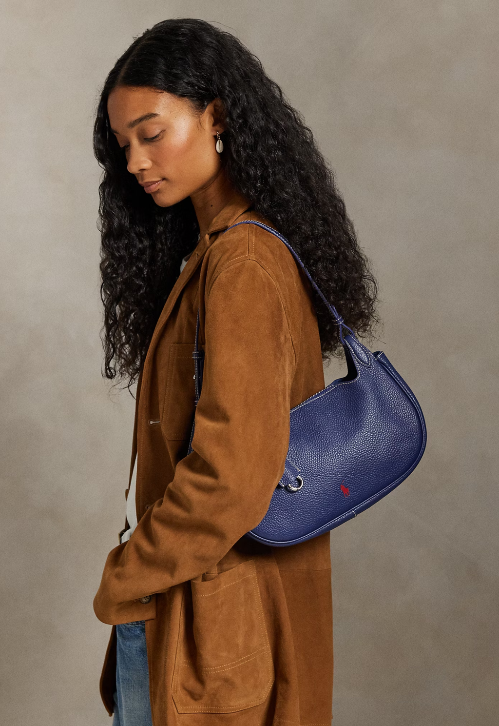 RALPH LAUREN WOMEN Polo Play Leather Shoulder Bag Ink