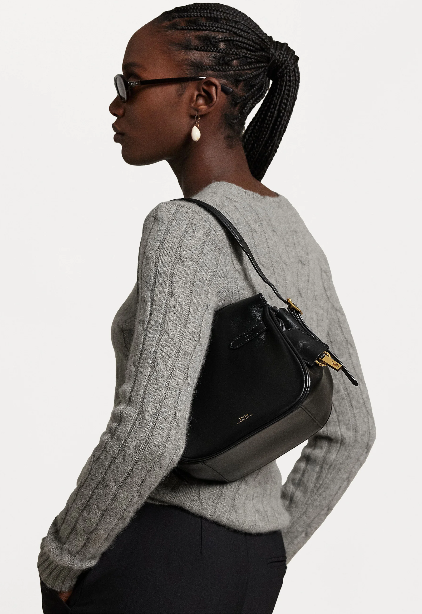 RALPH LAUREN WOMEN Polo ID Leather Mini Satchel Black
