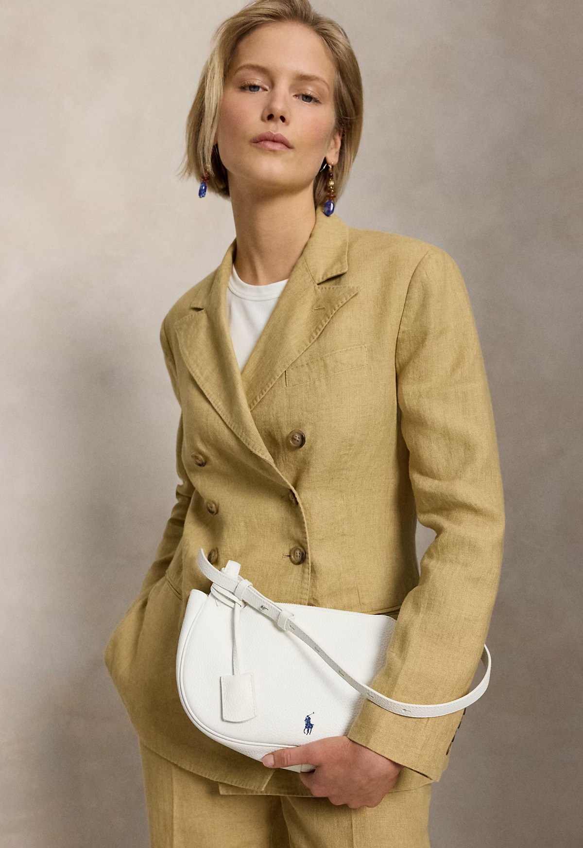 RALPH LAUREN WOMEN Polo Play Leather Shoulder Bag Paper