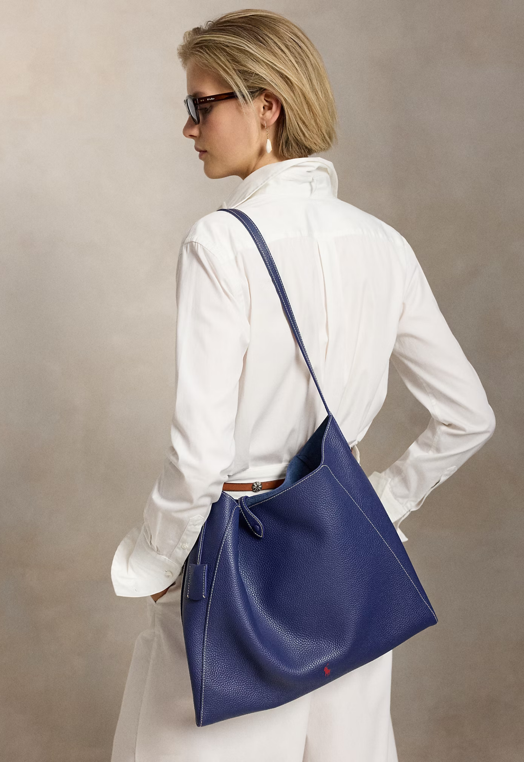 RALPH LAUREN WOMEN Polo Play Leather Messenger Bag Ink