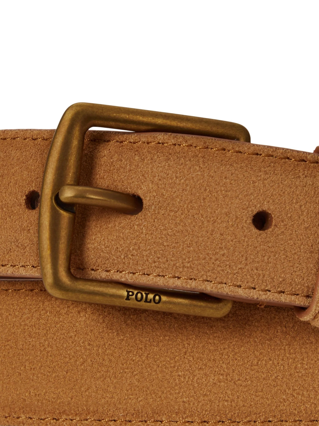 RALPH LAUREN Signature Suede Leather Belt Tan