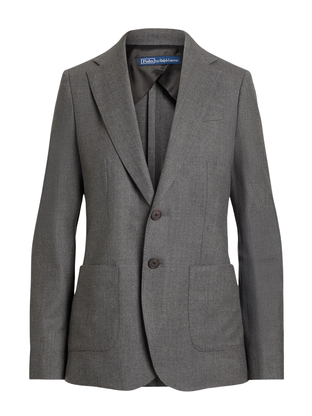 RALPH LAUREN WOMEN Single-breasted Doeskin Wool Blazer Med Grey Melange