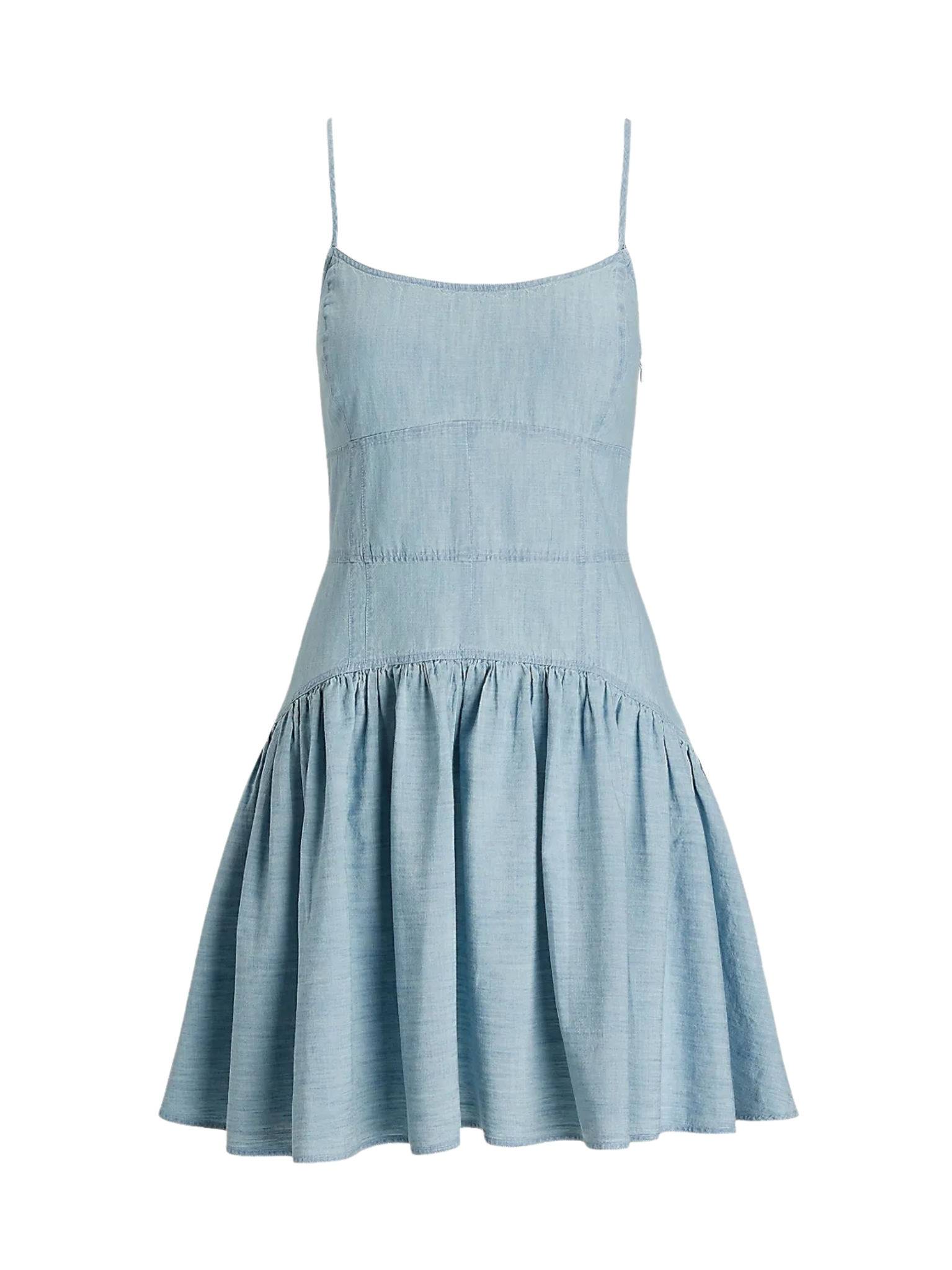 RALPH LAUREN WOMEN Panelled Cotton Chambray Dress Blue