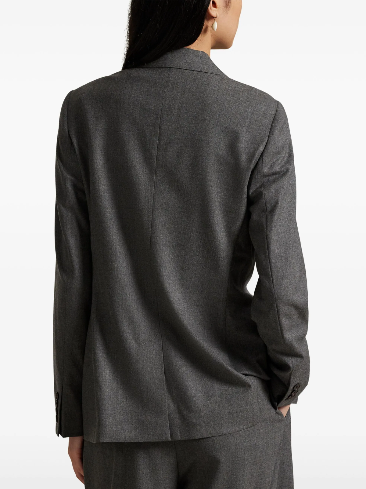 RALPH LAUREN WOMEN Single-breasted Doeskin Wool Blazer Med Grey Melange