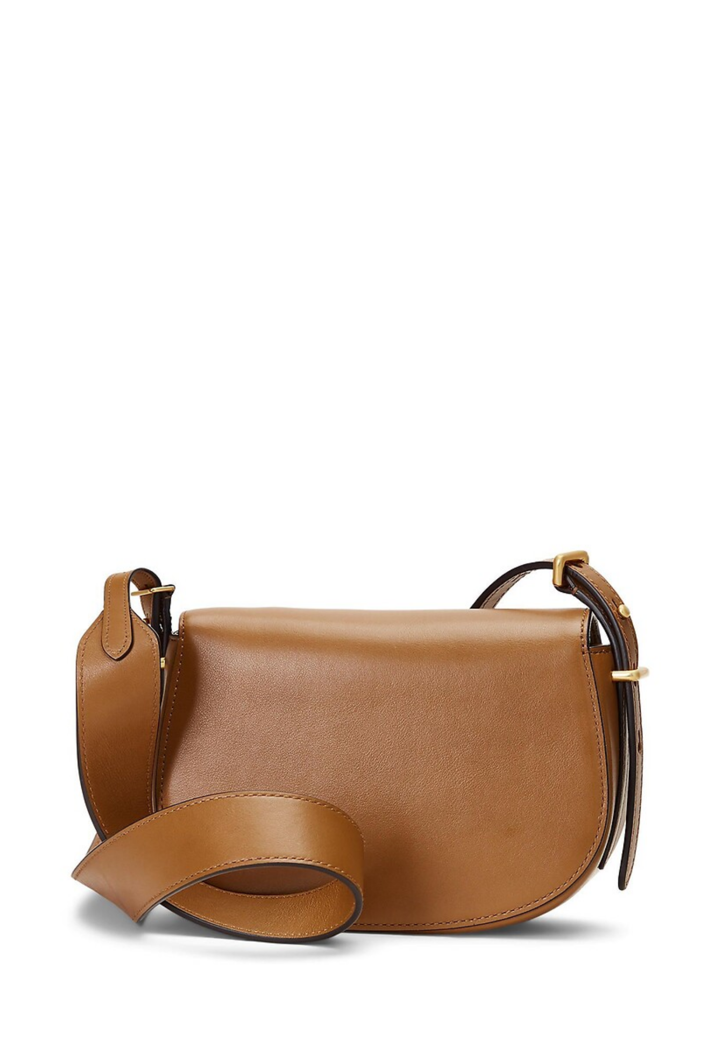 RALPH LAUREN WOMEN Polo ID Calfskin Mini Saddle Bag Tan