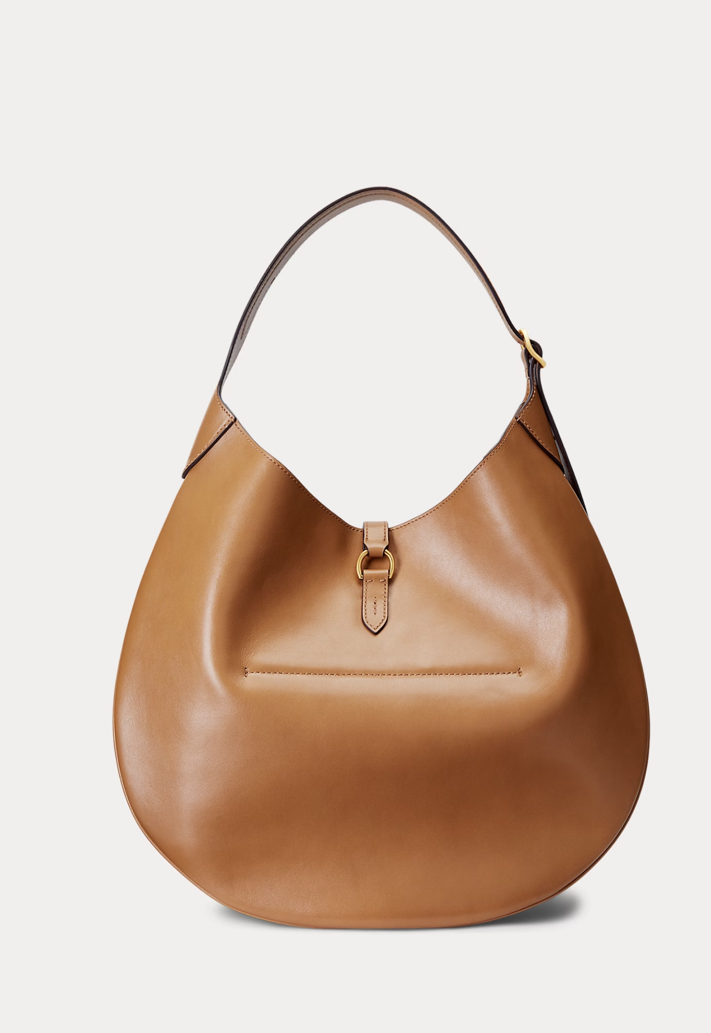 RALPH LAUREN WOMEN Polo ID Calfskin Large Shoulder Bag Tan