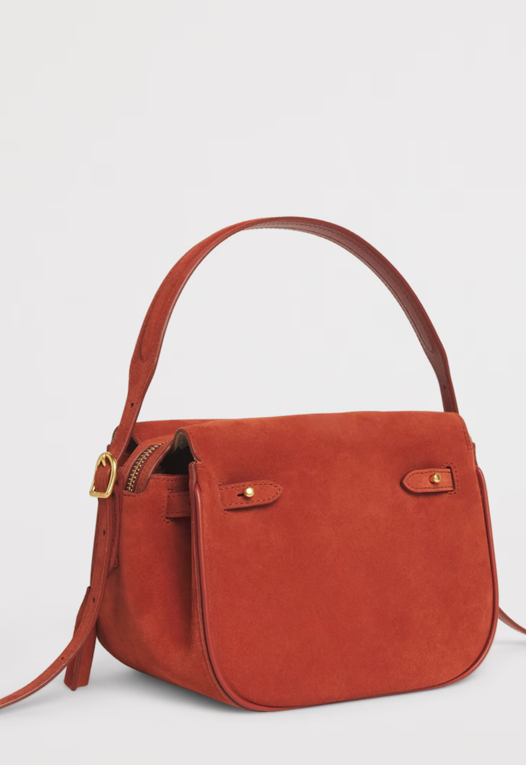 RALPH LAUREN WOMEN Polo ID Suede Mini Satchel Auburn