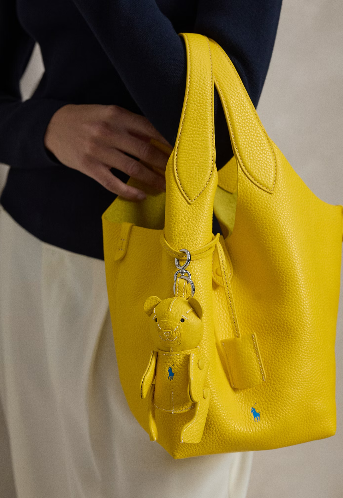 RALPH LAUREN WOMEN Polo Play Leather Tote Canary Yellow