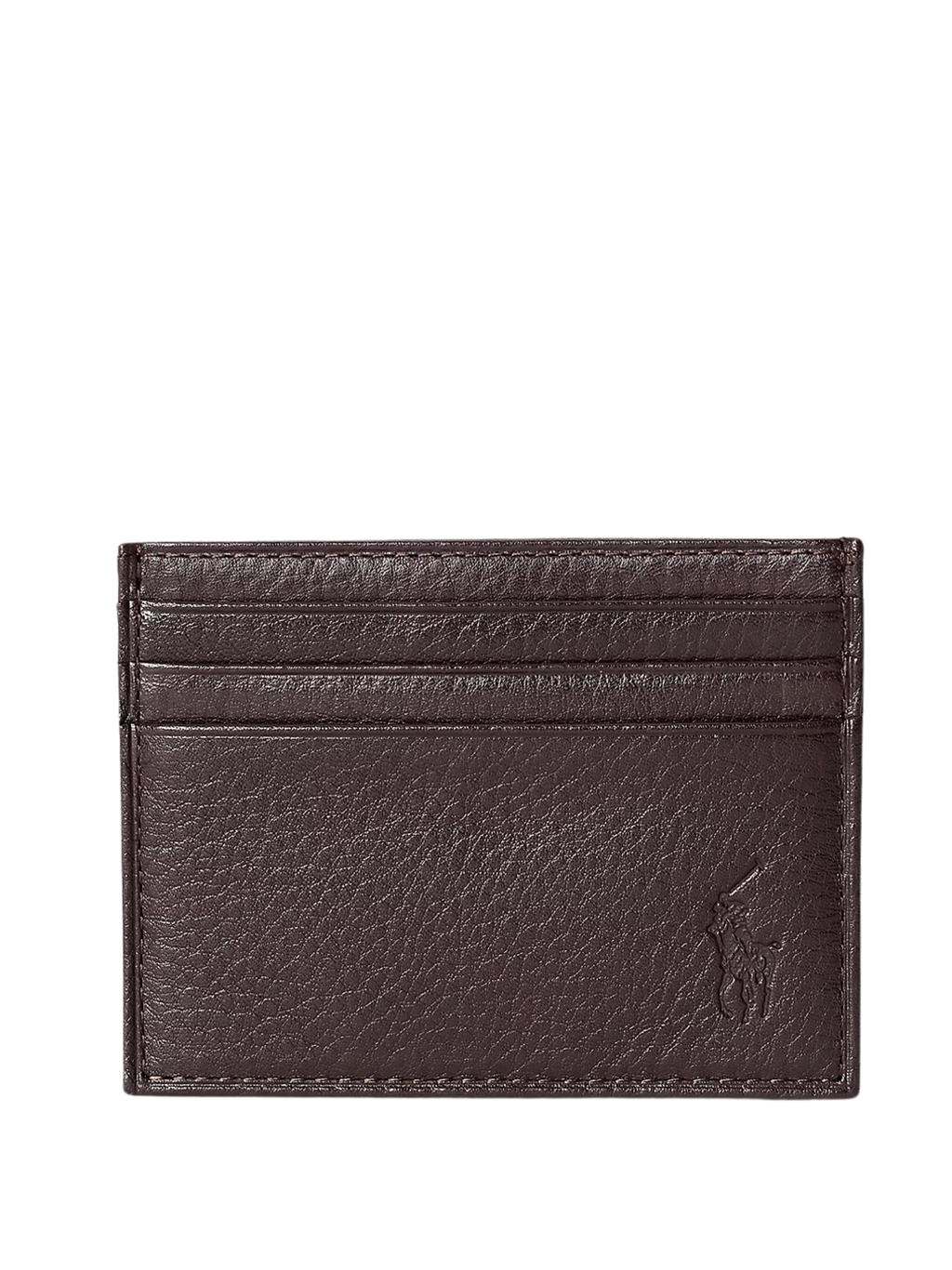 RALPH LAUREN Pebbled Leather Card Case Brown