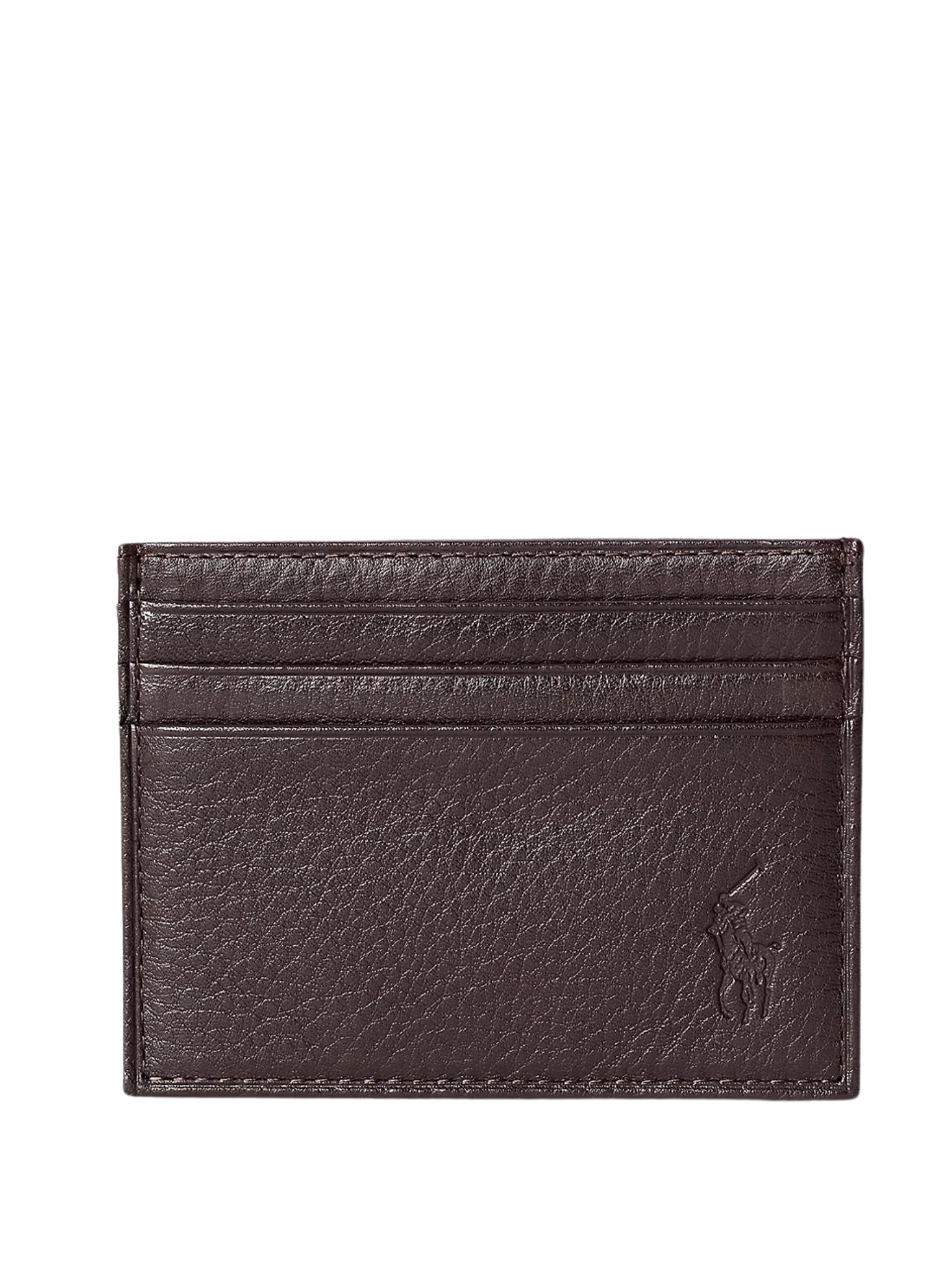 RALPH LAUREN Pebbled Leather Card Case Brown