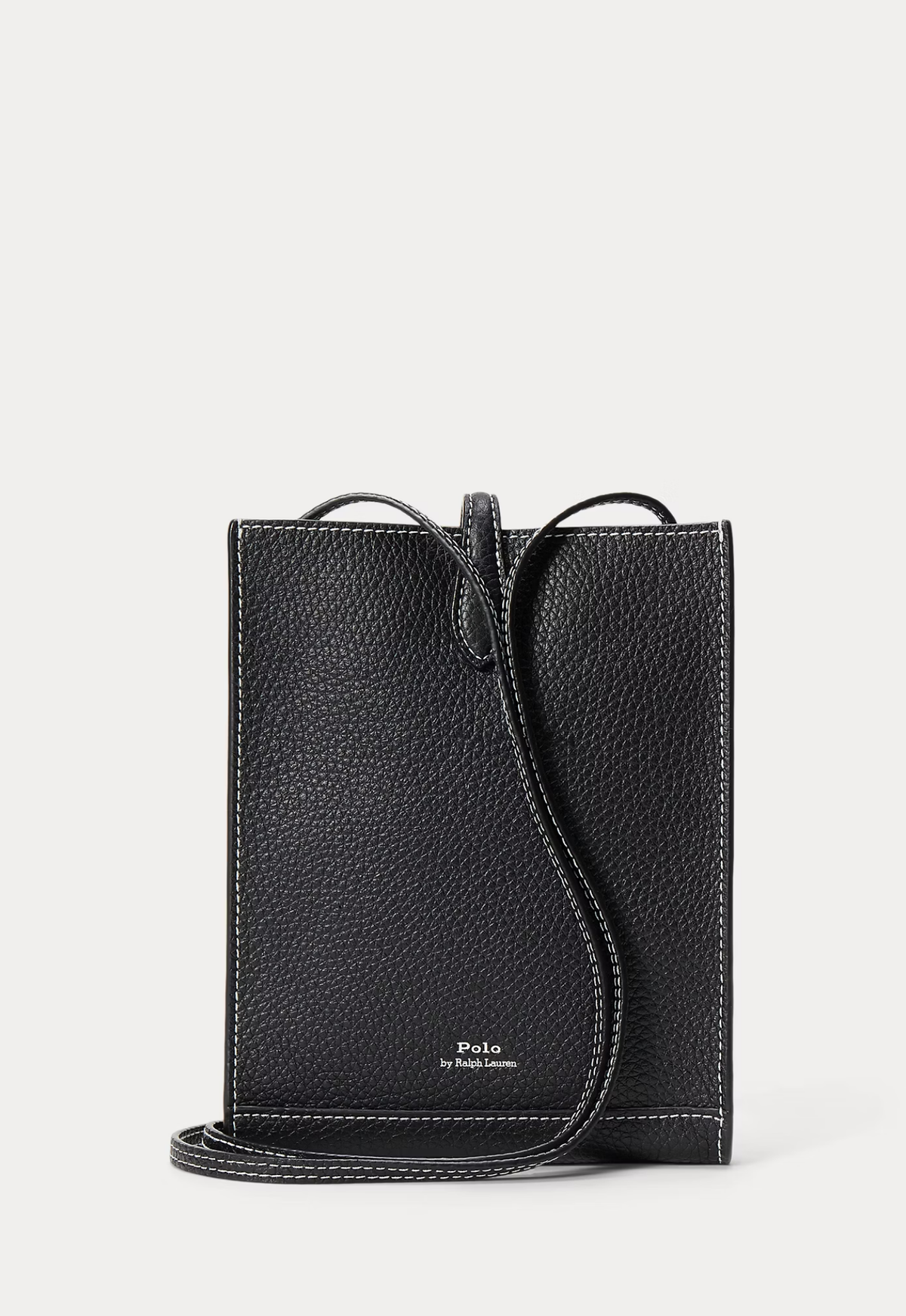RALPH LAUREN WOMENS Polo Play Leather Pocket Crossbody Black