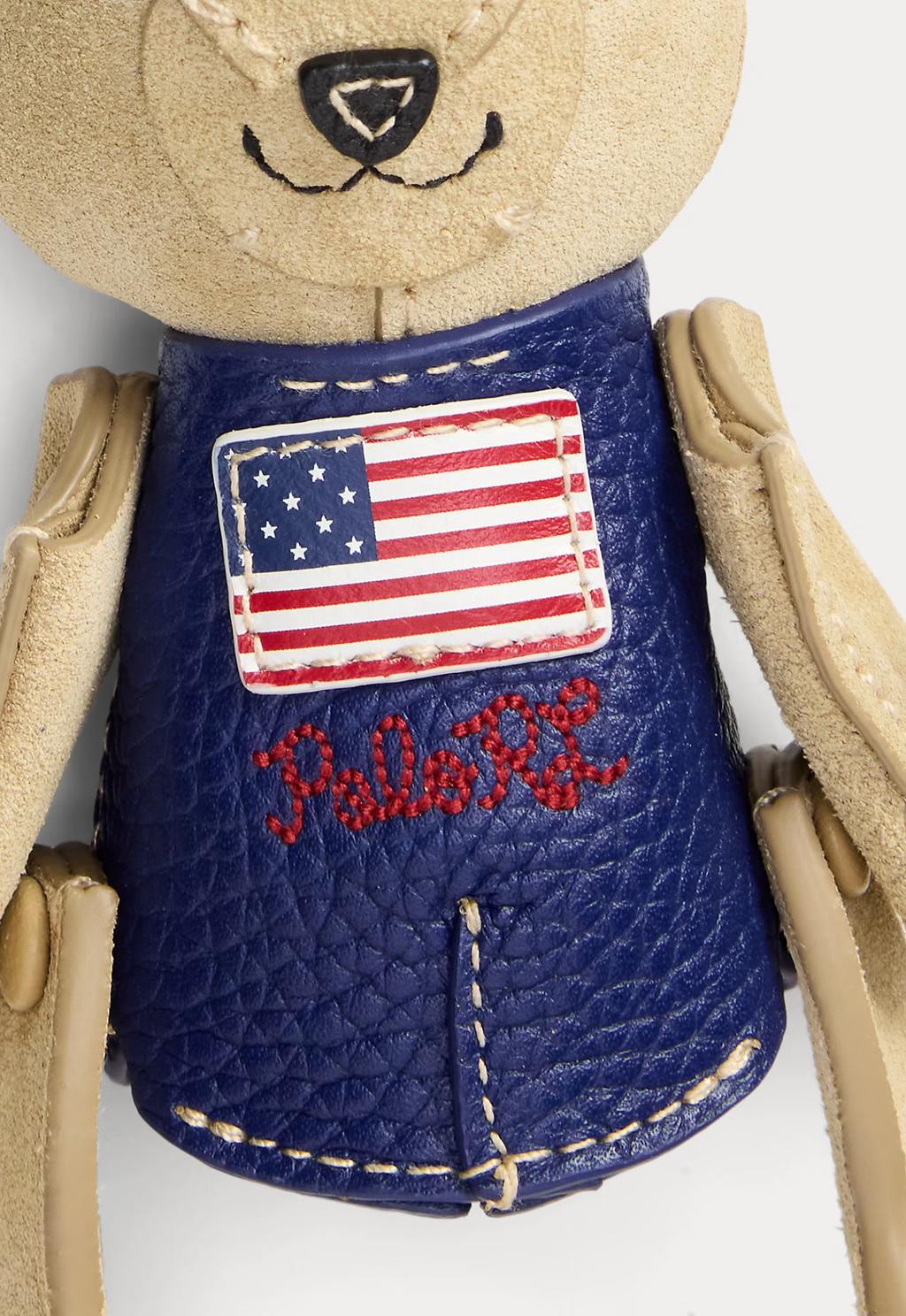 RALPH LAUREN WOMEN Flag Polo Bear Suede-Leather Bag Charm Cashew