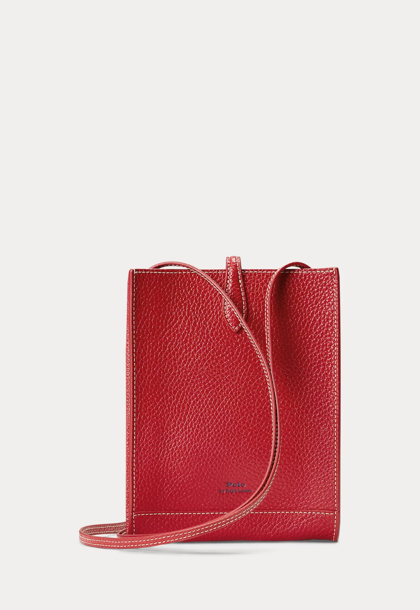 RALPH LAUREN WOMENS Polo Play Leather Pocket Crossbody Cherry