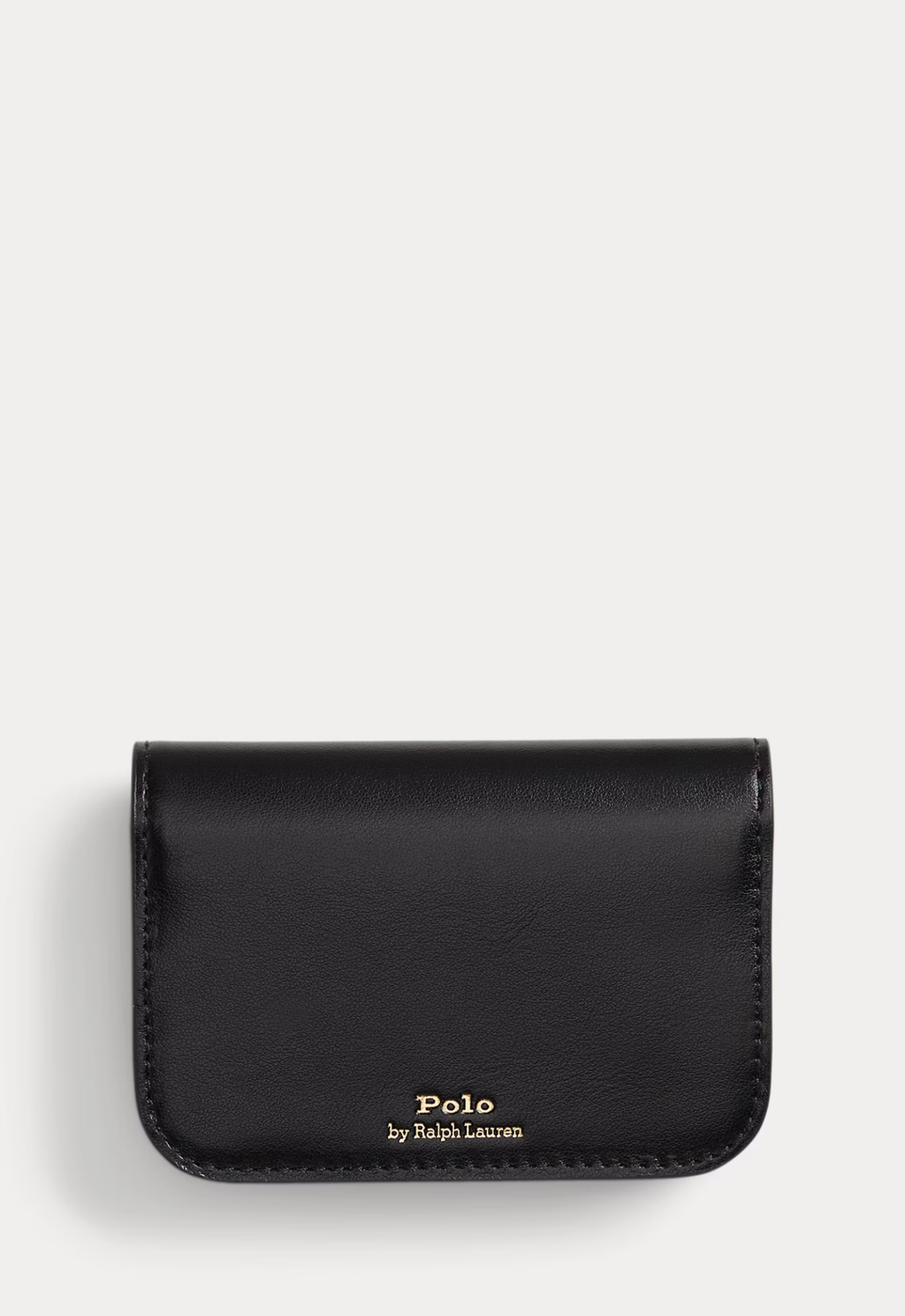 RALPH LAUREN WOMENS Polo ID Leather Fold-Over Card Case Black