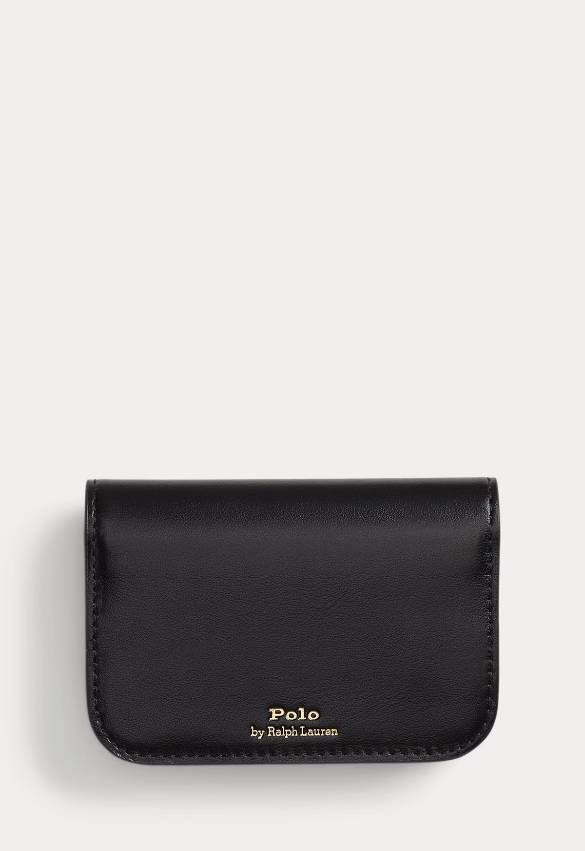 RALPH LAUREN WOMENS Polo ID Leather Fold-Over Card Case Black