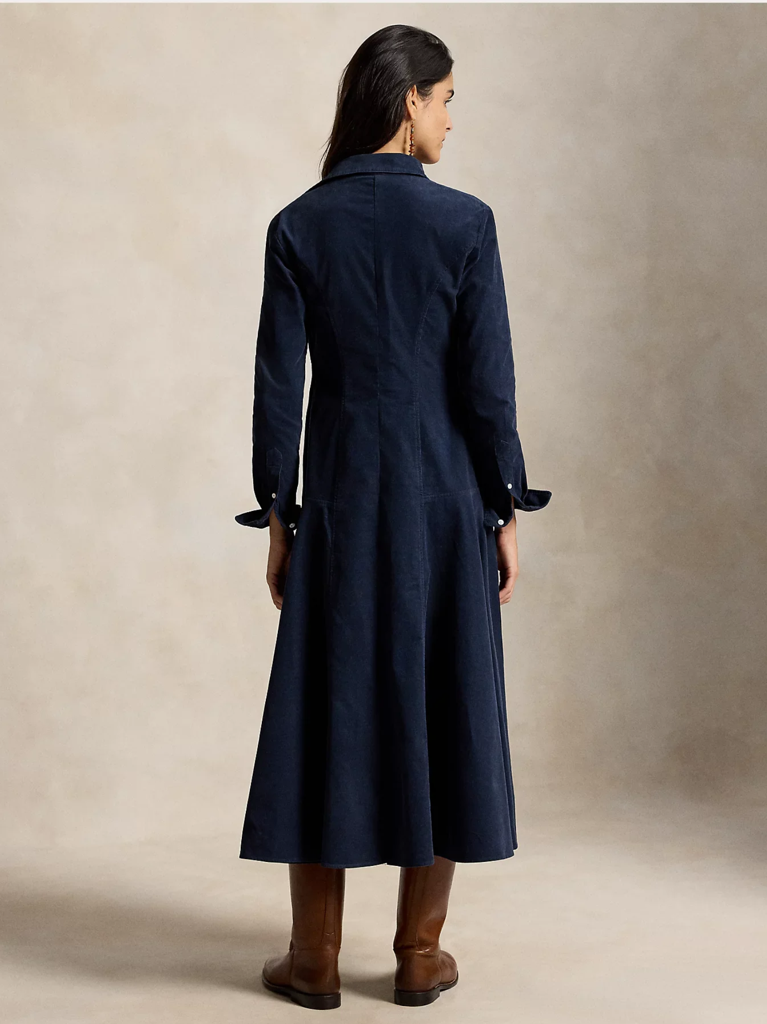 RALPH LAUREN WOMEN Corduroy A-line Shirtdress Navy