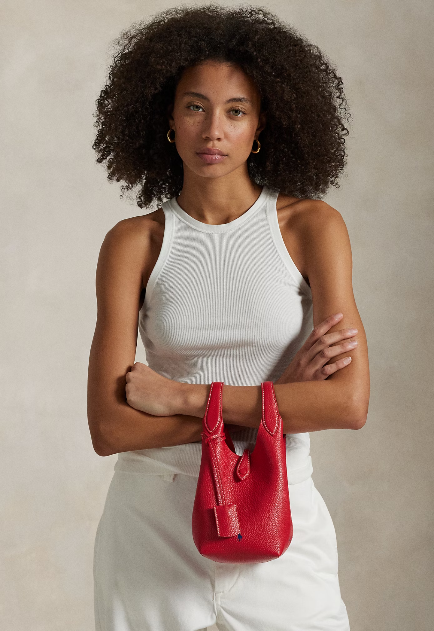 RALPH LAUREN WOMEN Polo Play Leather Small Tote & Crossbody Cherry