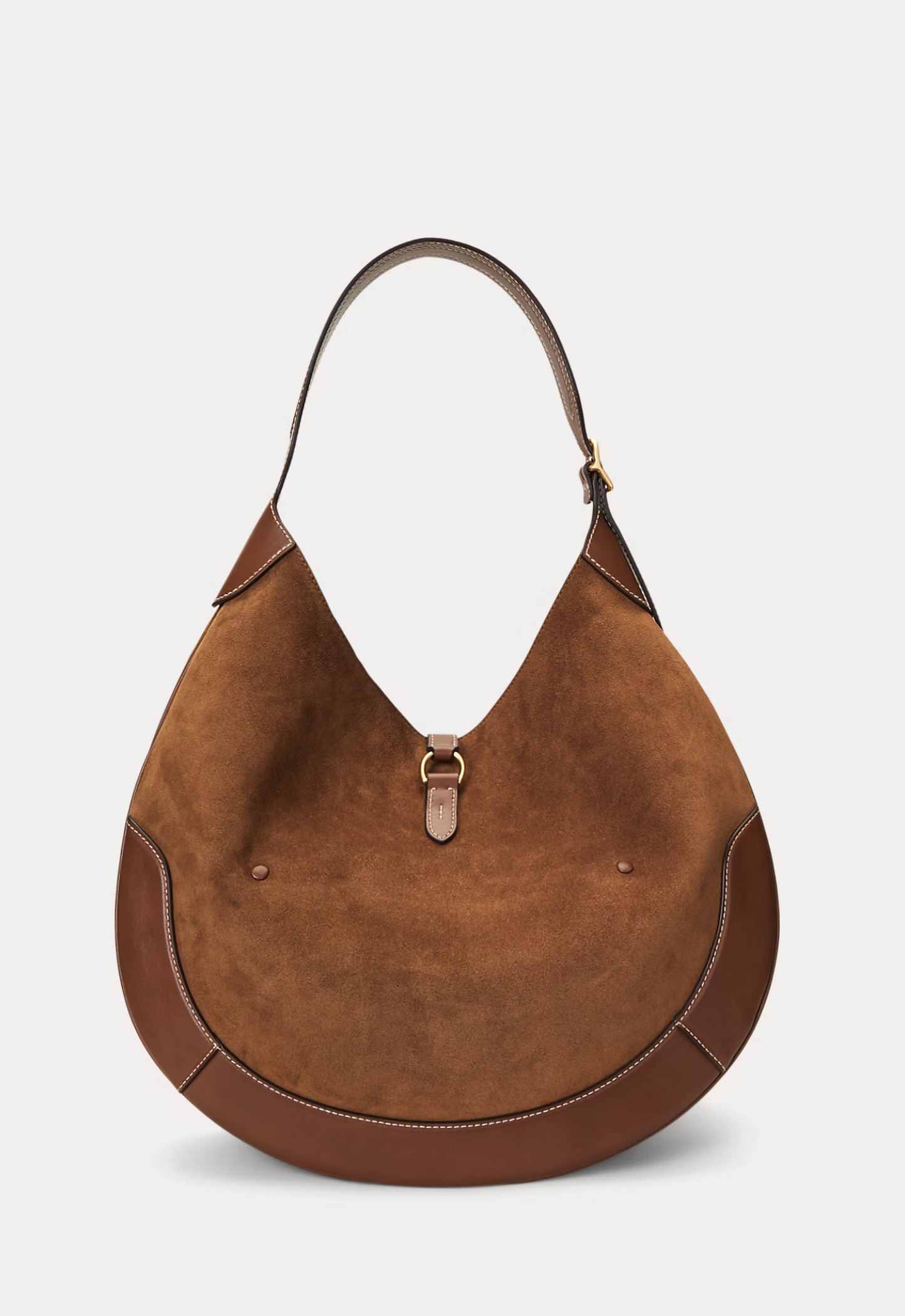 RALPH LAUREN WOMEN Large Suede Polo ID Shoulder Bag Cinnamon/Cuoio