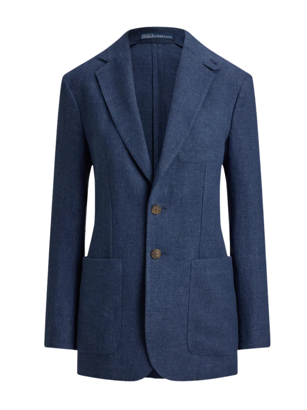 RALPH LAUREN WOMEN Single-Breasted Linen-Cotton Blazer Blue Melange