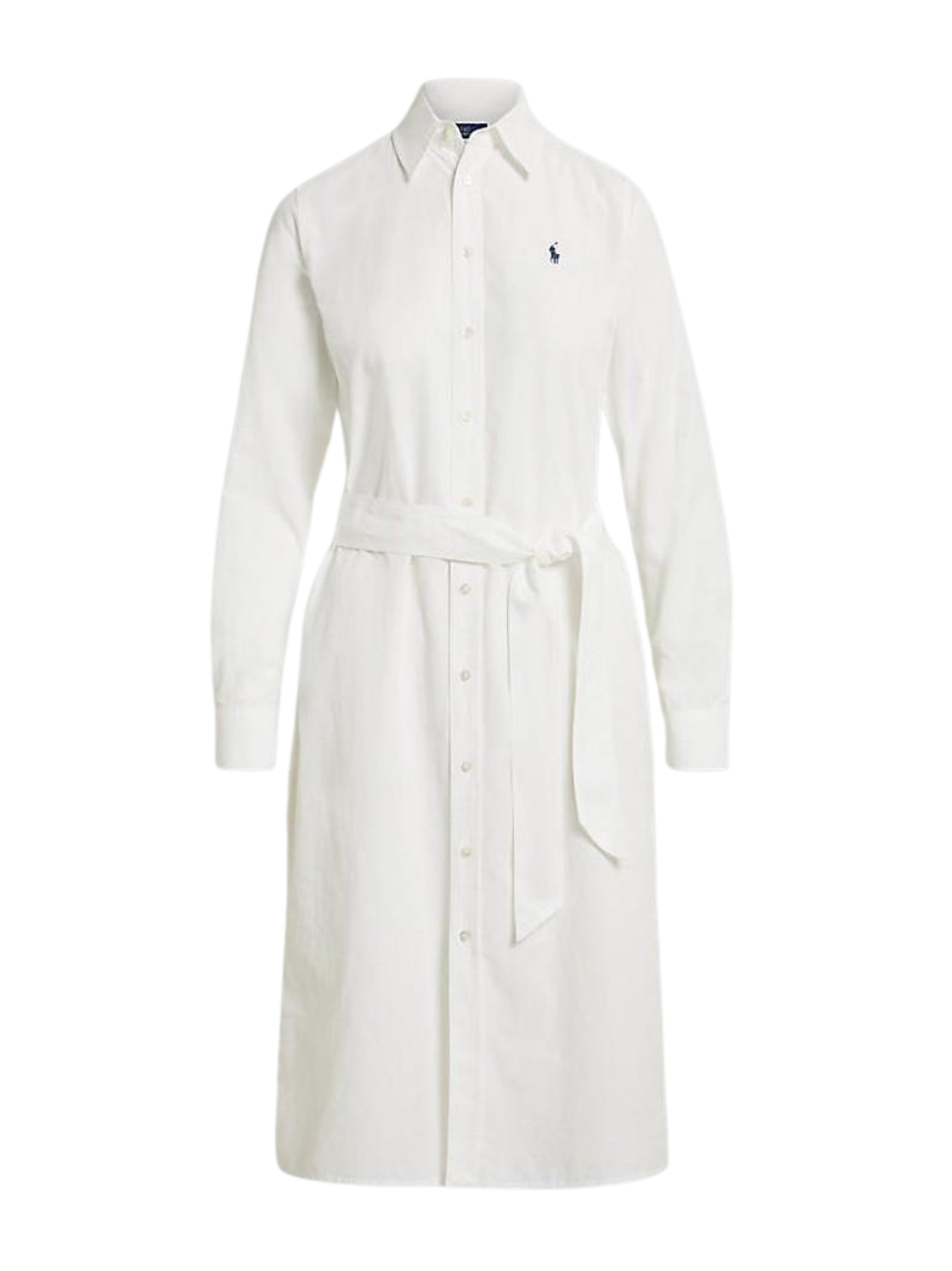 RALPH LAUREN WOMEN Cotton-Linen Belted Shirtdress White