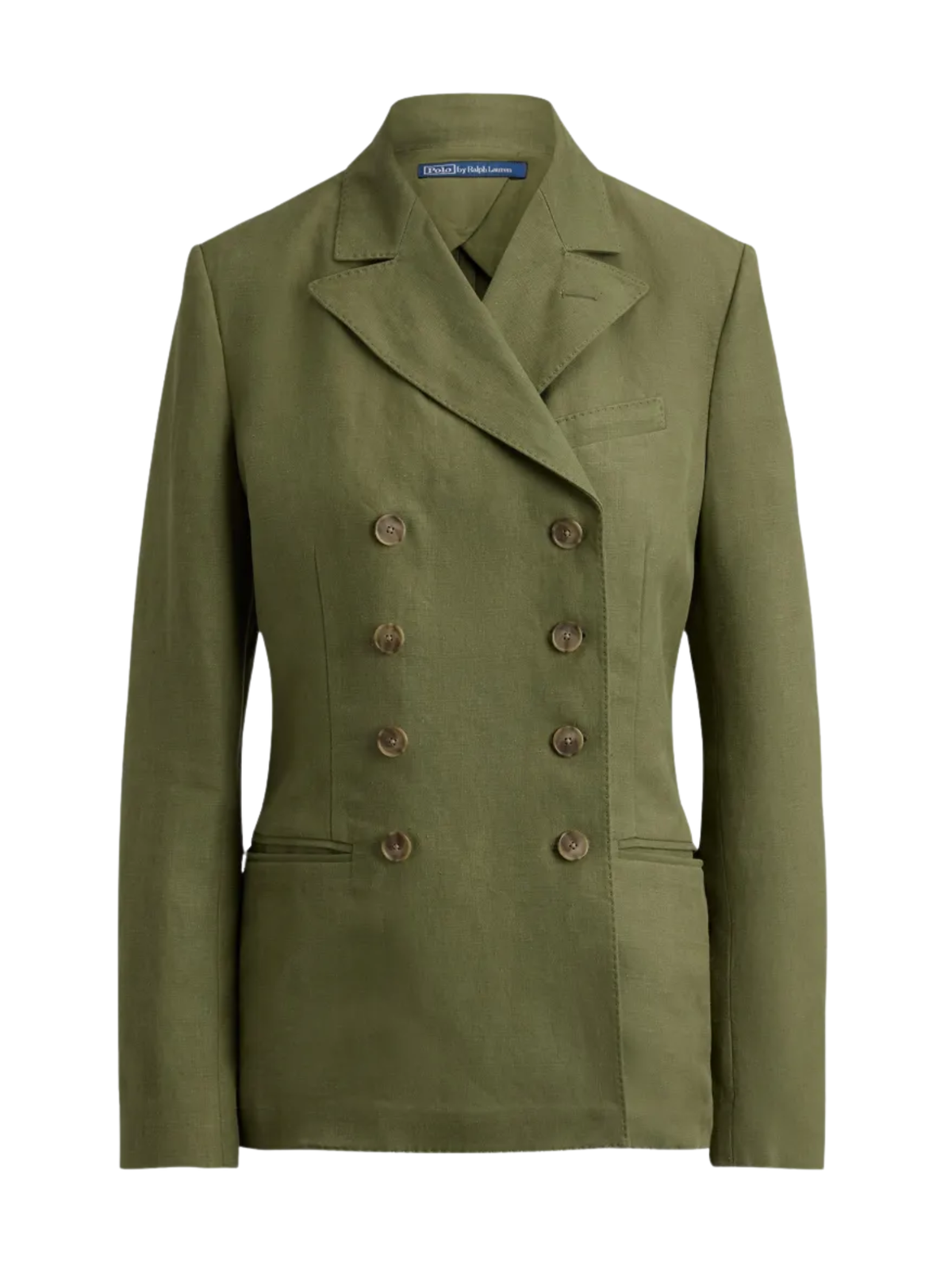 RALPH LAUREN WOMEN Double-breasted Hemp-linen Blazer Sage Green