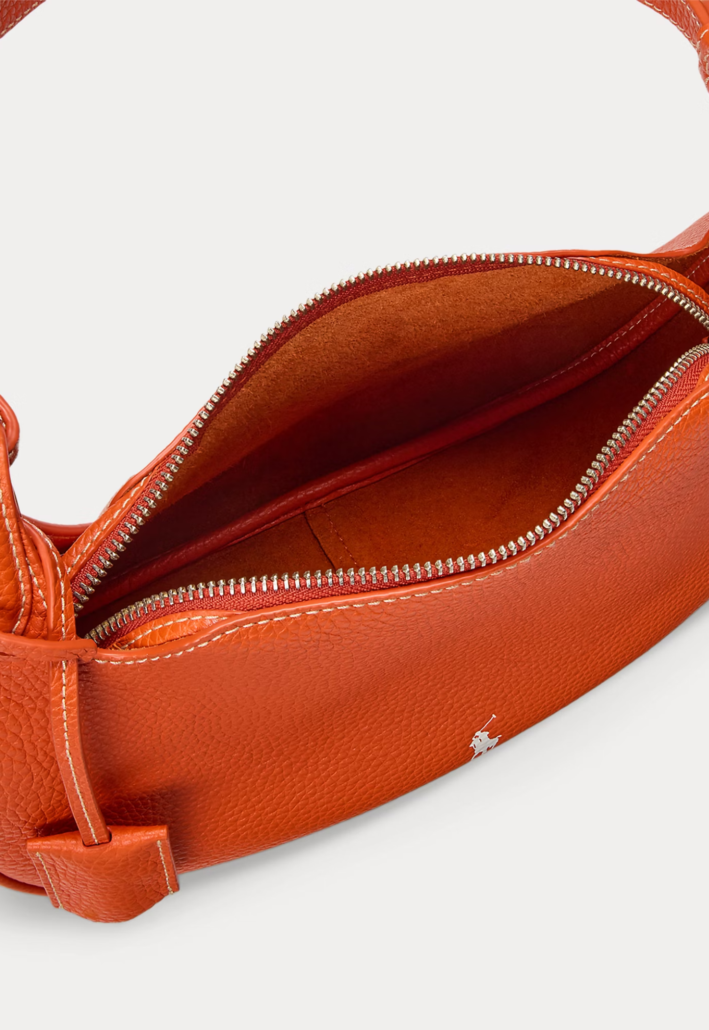 RALPH LAUREN WOMEN Polo Play Leather Shoulder Bag Sunset Orange