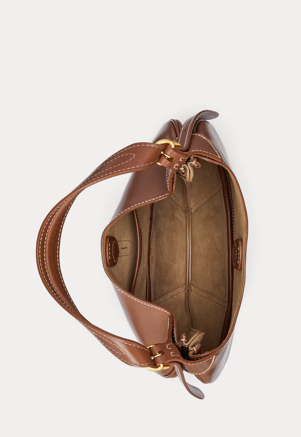 RALPH LAUREN WOMEN Polo ID Leather Small Shoulder Bag Cuoio
