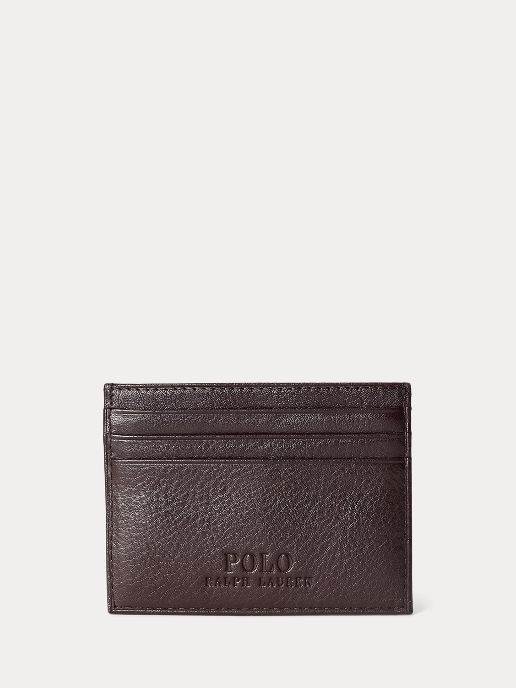 RALPH LAUREN Pebbled Leather Card Case Brown