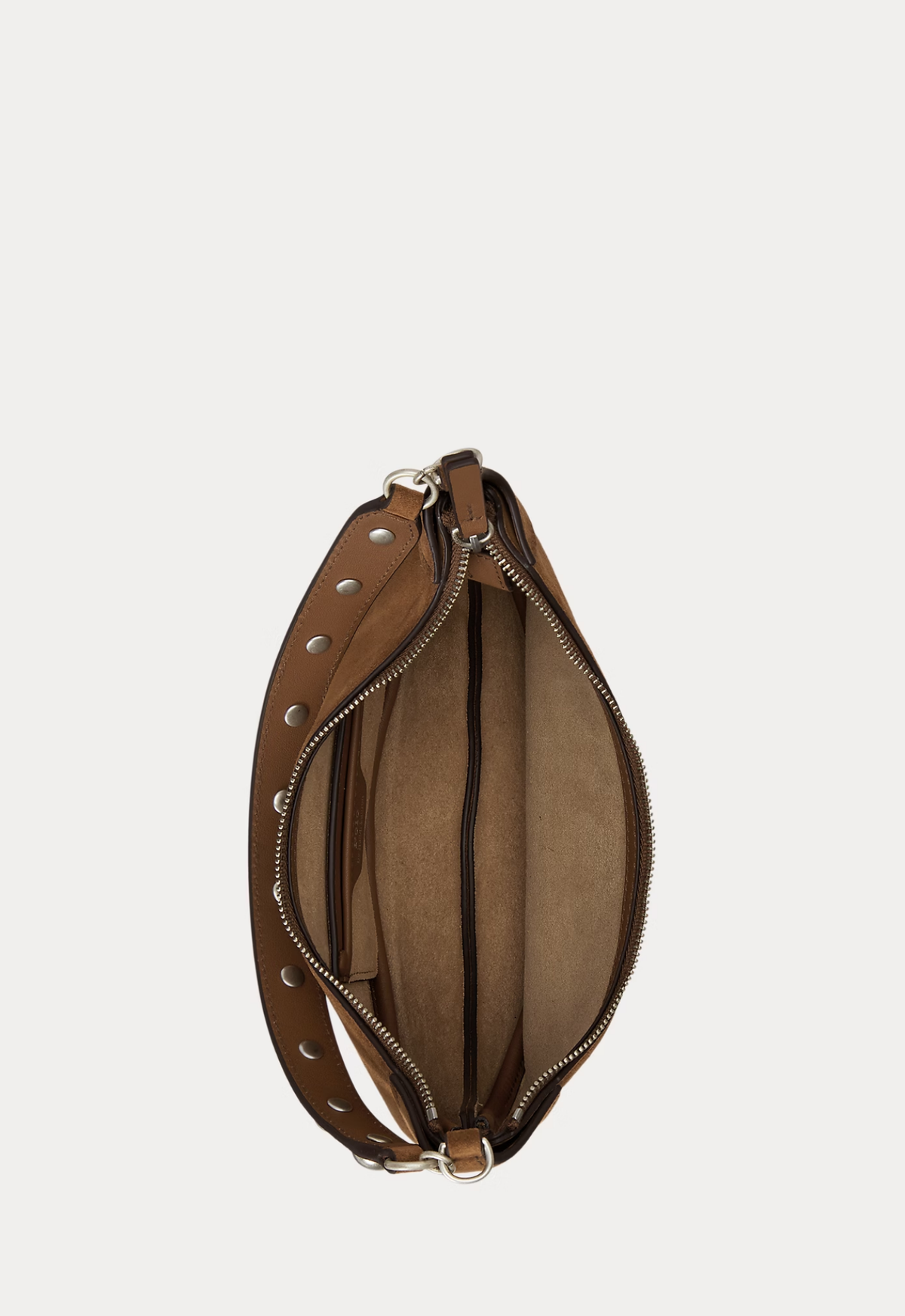 RALPH LAUREN WOMEN Polo ID Suede Mini Studded Bag Cinnamon