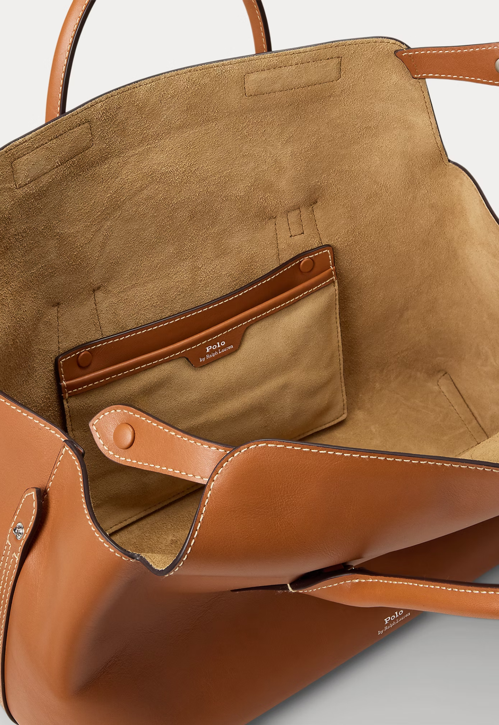 RALPH LAUREN WOMEN Bellport Leather Satchel Cognac