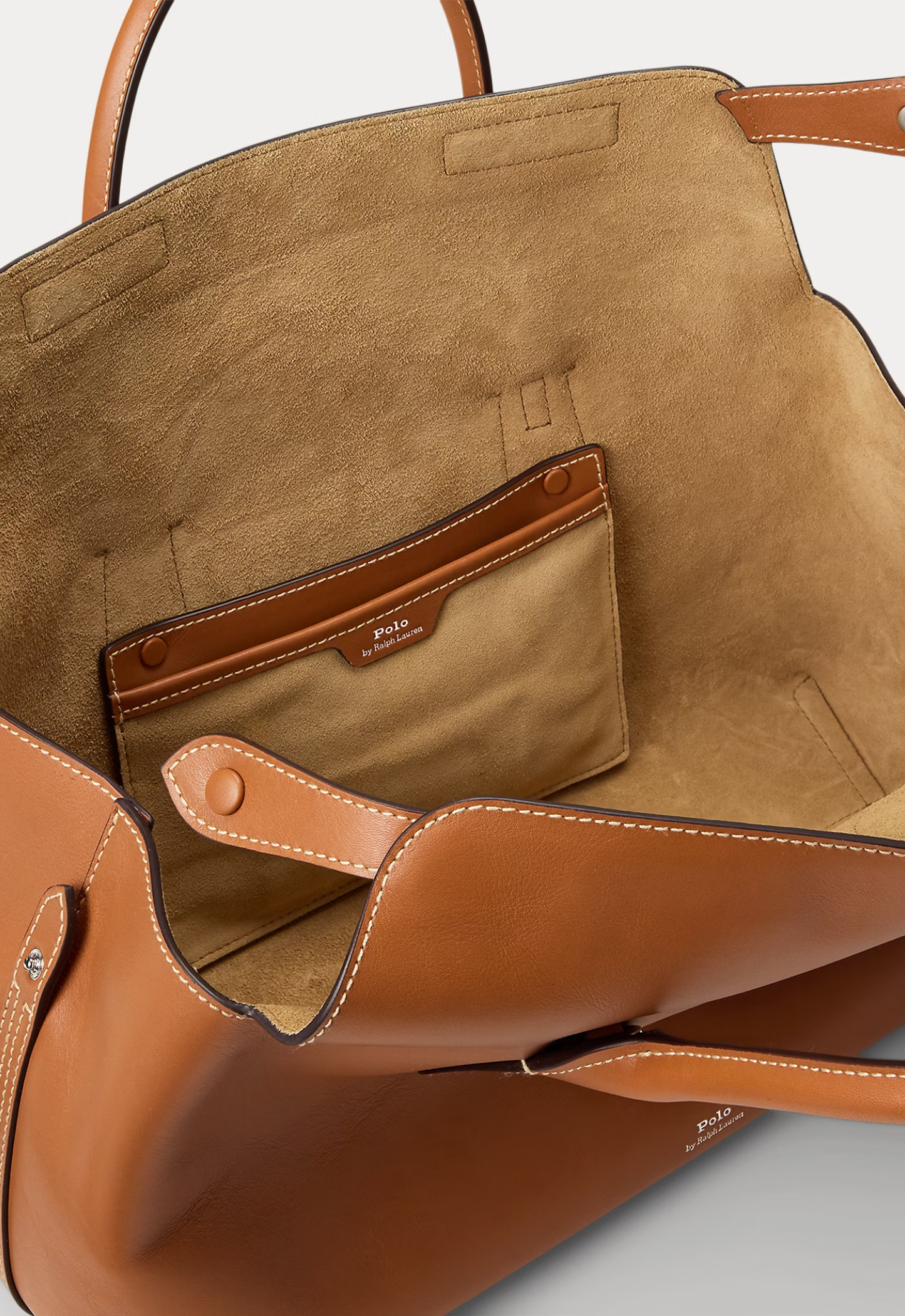 RALPH LAUREN WOMEN Bellport Leather Satchel Cognac