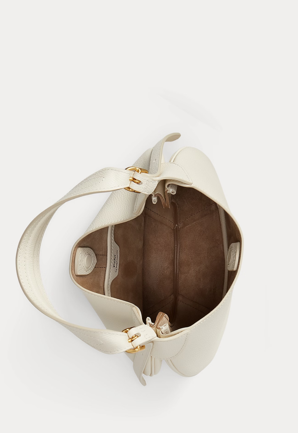 RALPH LAUREN WOMEN Polo ID Leather Small Shoulder Bag Ivory
