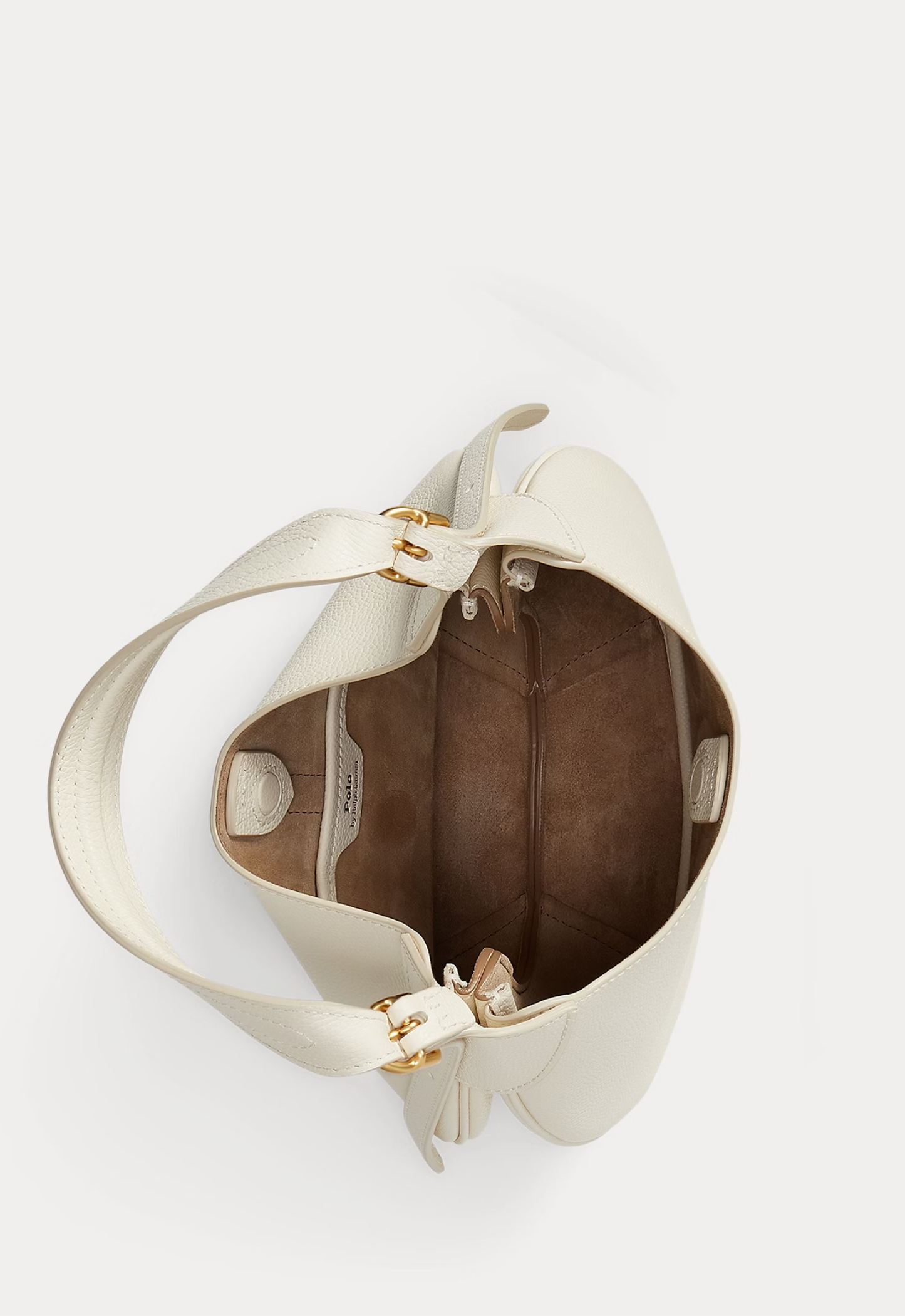 RALPH LAUREN WOMEN Polo ID Leather Small Shoulder Bag Ivory