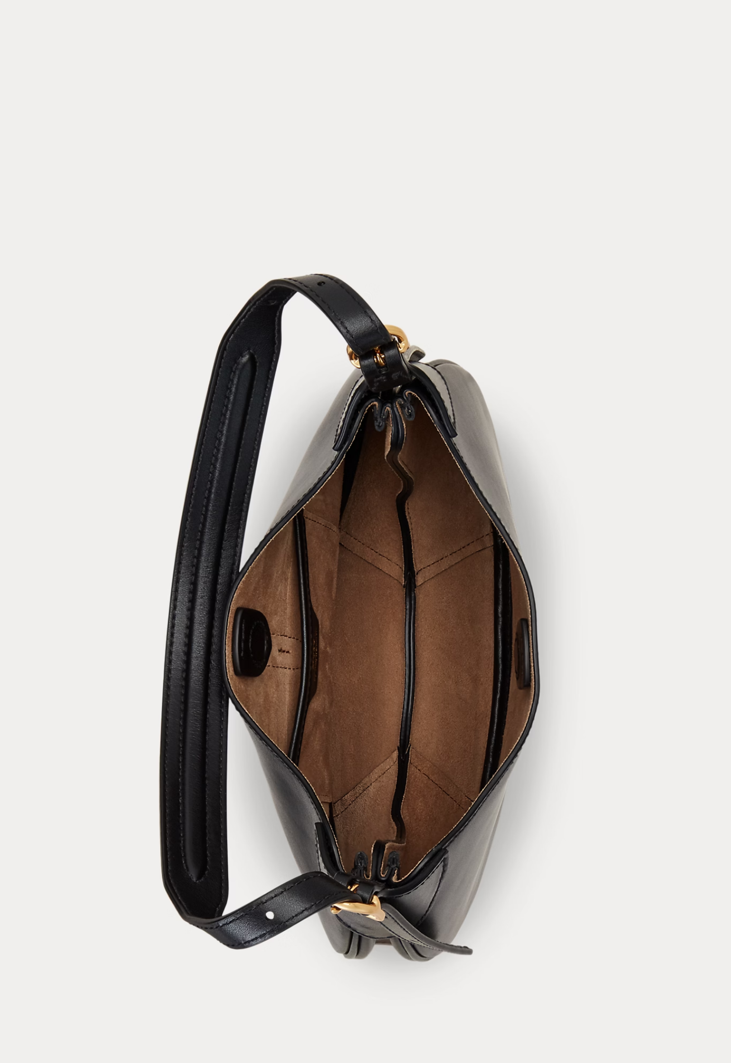 RALPH LAUREN WOMEN Polo ID Leather Small Shoulder Bag Black
