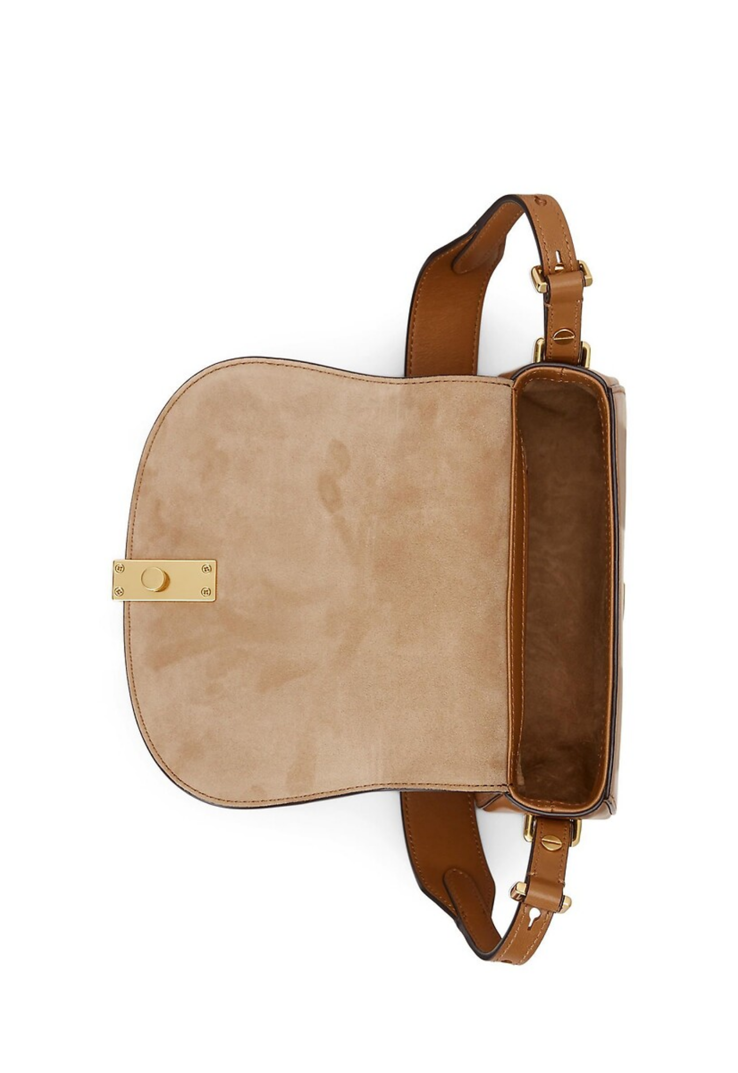 RALPH LAUREN WOMEN Polo ID Calfskin Mini Saddle Bag Tan