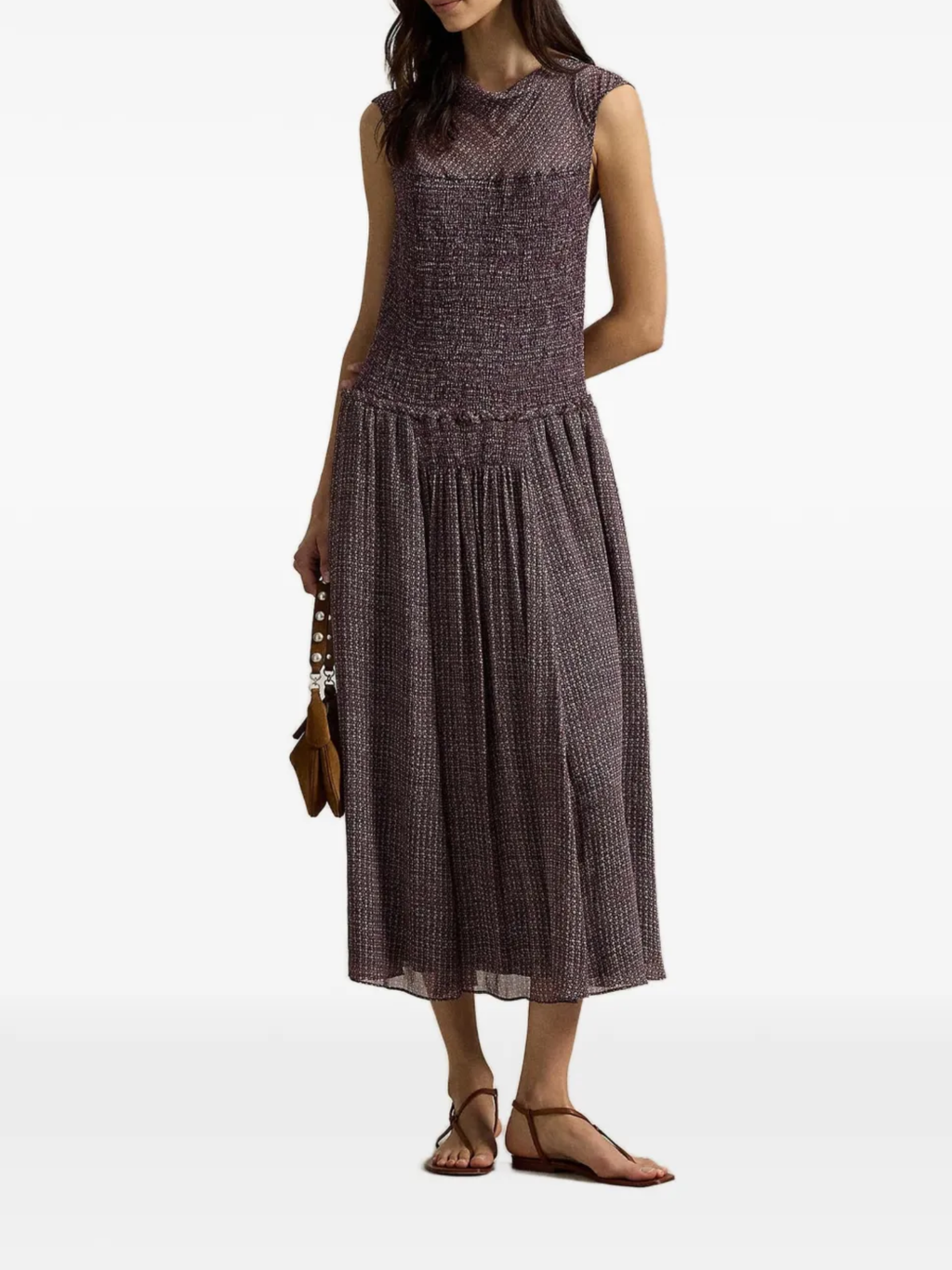 RALPH LAUREN WOMEN Crinkle Printed Dress Purple