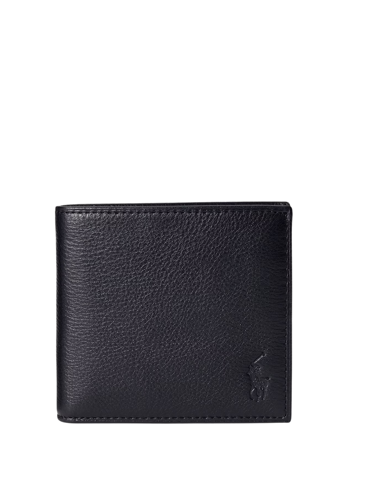 RALPH LAUREN Pebbled Leather Billfold Coin Wallet Black