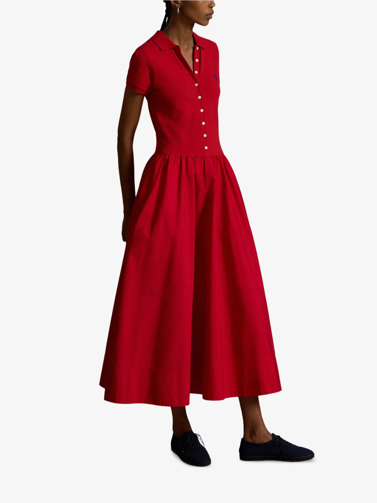RALPH LAUREN WOMEN Hybrid Mesh Polo-bodice Dress Very Red