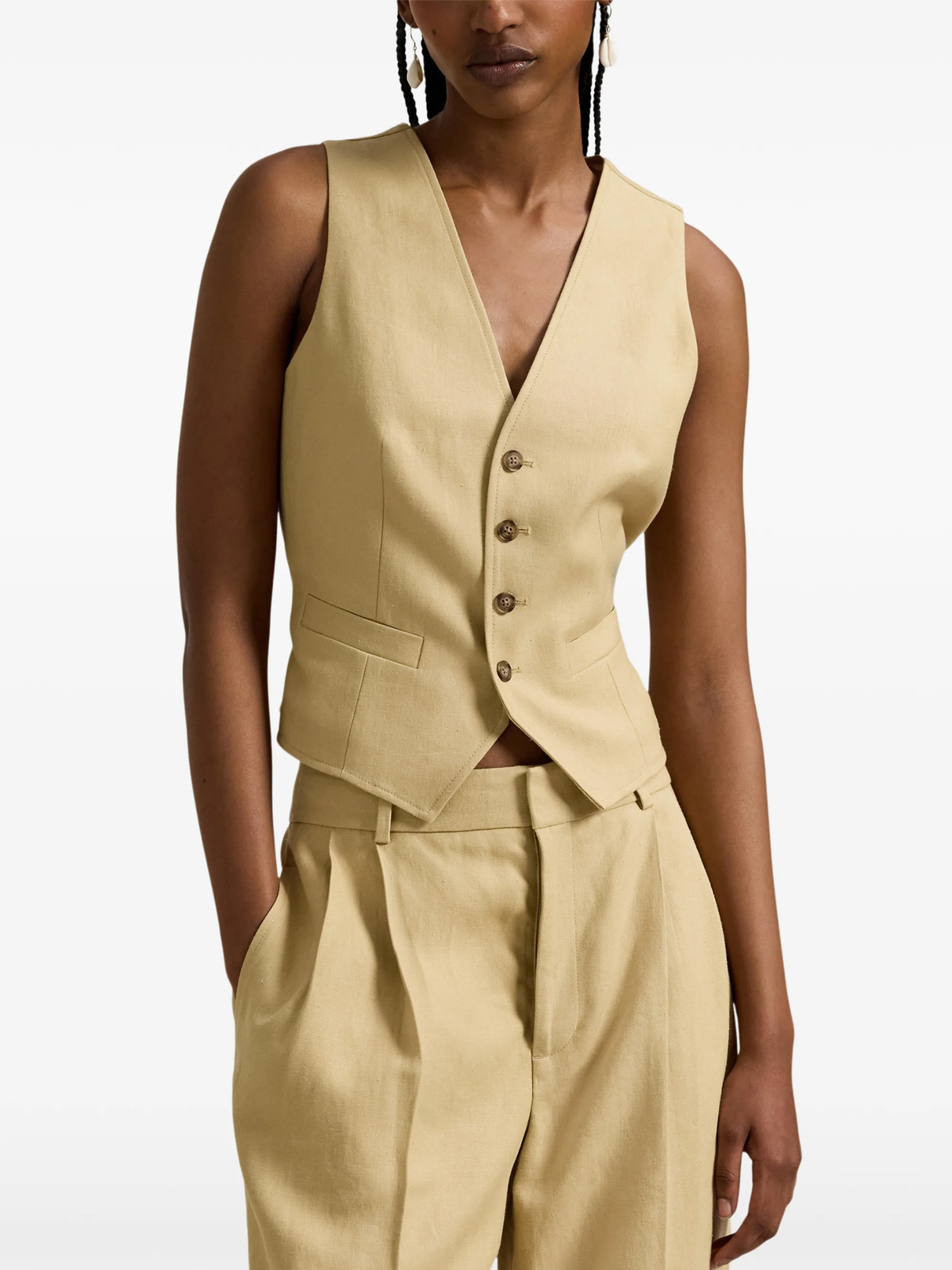 RALPH LAUREN WOMEN Hemp Vest Dune Tan