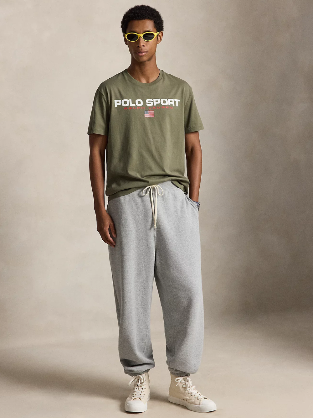 RALPH LAUREN Classic Fit Polo Sport Jersey T-Shirt Cruise Olive