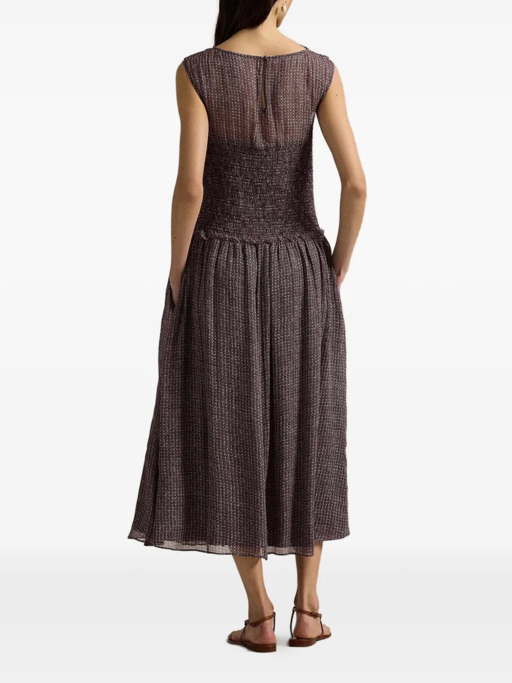 RALPH LAUREN WOMEN Crinkle Printed Dress Purple