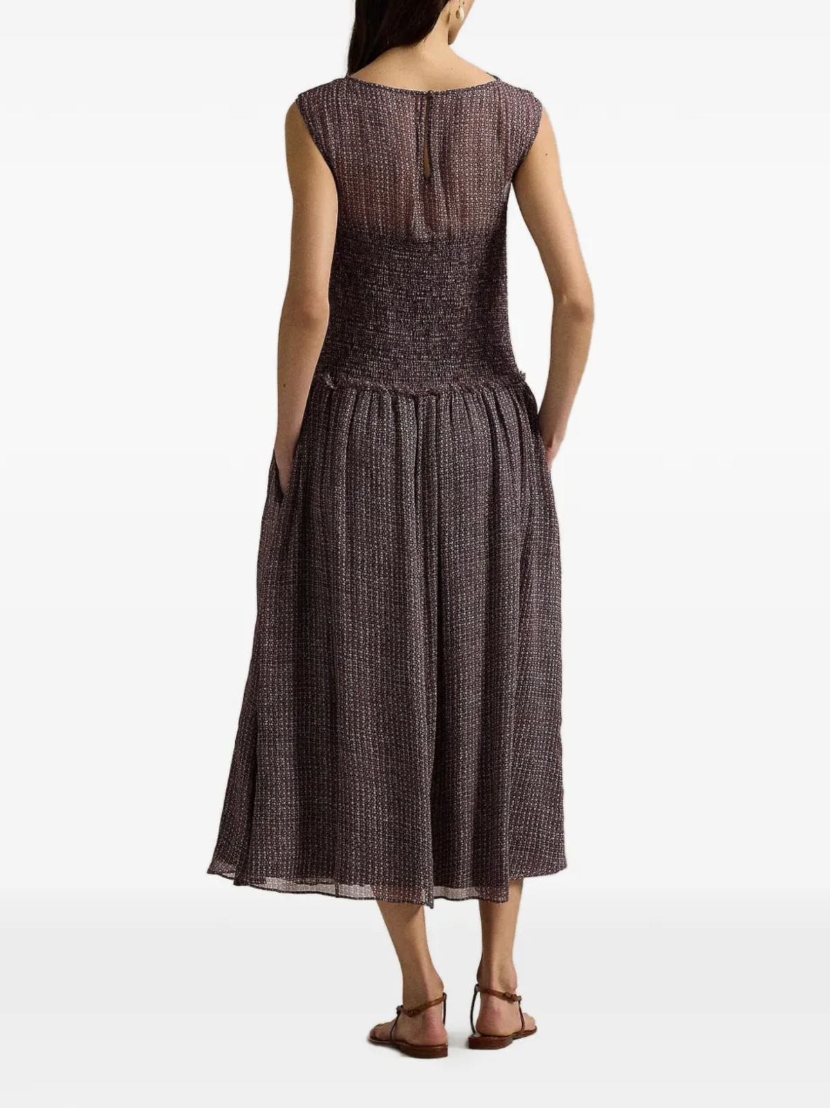RALPH LAUREN WOMEN Crinkle Printed Dress Purple