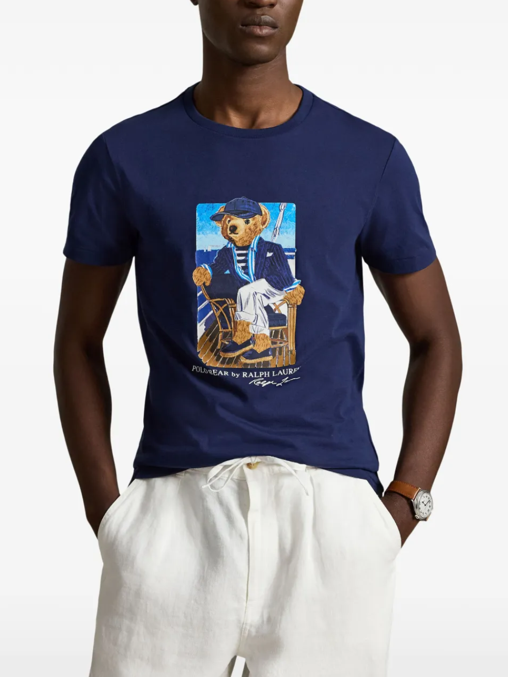 RALPH LAUREN Custom Slim Fit Polo Bear T-Shirt Newport Bear-Newport Navy