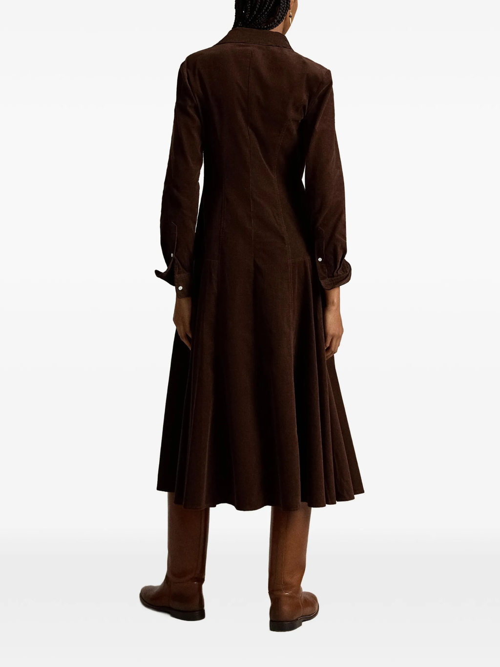 RALPH LAUREN WOMEN Corduroy A-line Shirtdress Dark Brown