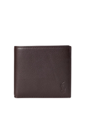 RALPH LAUREN Pebbled Leather Billfold Coin Wallet Brown