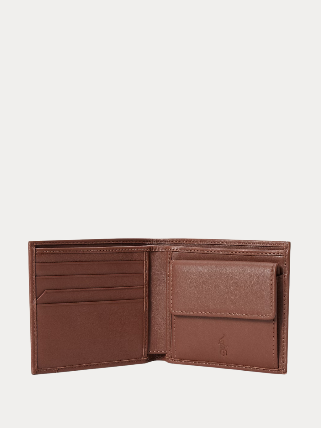 RALPH LAUREN Smooth Leather Billfold Coin Wallet Saddle