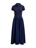 RALPH LAUREN WOMEN Hybrid Mesh Polo-bodice Dress Newport Navy