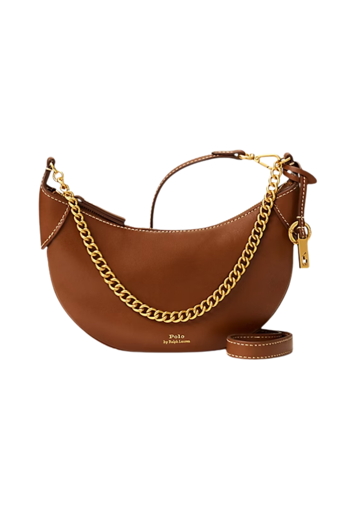 RALPH LAUREN WOMEN Polo ID Leather Mini Chain Bag Cuoio